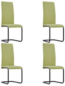 vidaXL Cadeiras de jantar cantilever 4 pcs tecido verde