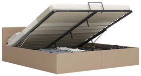 285533 vidaXL Cama hidráulica c/ arrumação 180x200cm couro artif. cappuccino