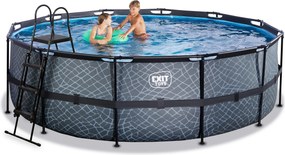 Piscina redonda Stone ø450x122cm com bomba de filtro de areia - Cinzenta