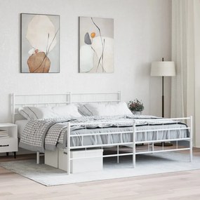 vidaXL Estrutura de cama com cabeceira e pés 180x200 cm metal branco