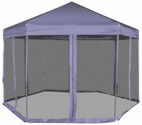 Tenda festas pop-up hexagonal 6 paredes 3,6x3,1m azul escuro