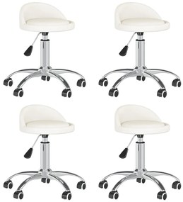 vidaXL Cadeiras de jantar giratórias 4 pcs couro artificial branco