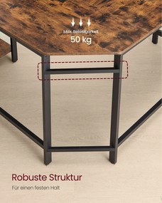 Secretária 120 x 130 x 76 cm com 2 prateleiras castanho vintage-preto