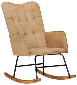 339683 vidaXL Cadeira de baloiço lona vintage cor creme