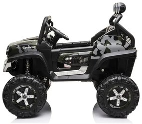 Jipe elétrico para crianças Mercedes-Benz Unimog bateria 12v, 4x4 2 Lugares pneus em borracha, assento em pele artificial Camuflado