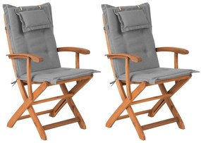 Conjunto de 2 cadeiras de jardim com almofadas cinzentas MAUI Beliani