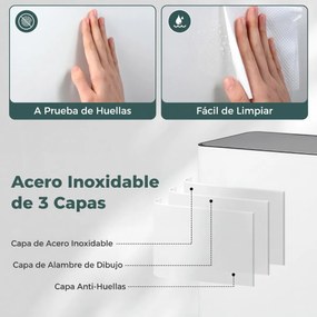 Cubo do lixo de 60 L para cozinha 54 x 34 x 67 cm com 2 compartimentos, tampa com pedal e alças laterais branco