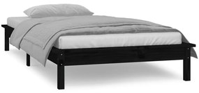 Estrutura de cama c/ LED solteiro 90x190cm madeira maciça preto