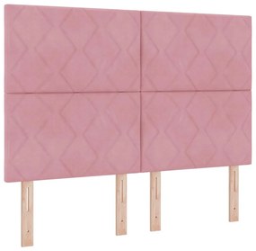 Cama Box Spring com Colchão &amp; Banco Rosa 160x200 cm Veludo