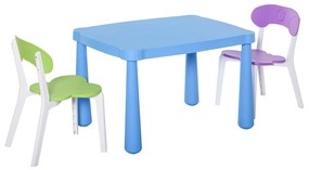 HOMCOM Conjunto de mesa e 2 cadeiras infantil para atividades com encosto e bordas redondas para crianças acima de 2 anos 76,5x54,5x49,5 cm Multicolor