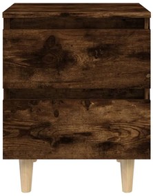 Mesa de cabeceira pernas madeira maciça carvalho fumado