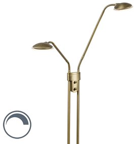 Candeeiro de pé moderno bronze com luz de leitura incl. LED - Eva