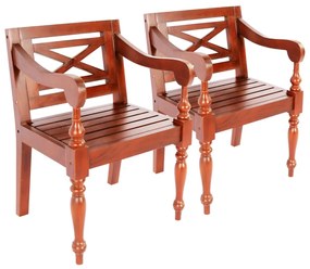 vidaXL Cadeiras Batávia 2 pcs madeira de mogno maciço castanho-escuro