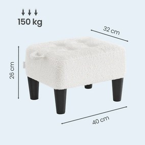 Pufe com estofamento espesso 40 x 32 x 26 cm creme-preto