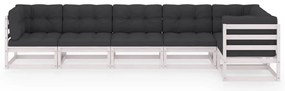 6 pcs conjunto lounge de jardim com almofadões pinho maciço