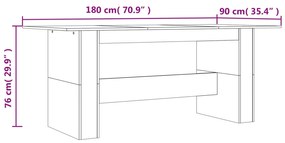 Mesa jantar 180x90x76 cm derivados de madeira carvalho castanho