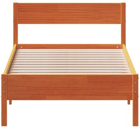 Cama sem colchão 75x190 cm madeira de pinho maciça castanho-mel