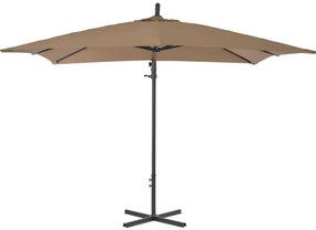 Guarda-sol cantilever com poste de aço cinzento-acastanhado