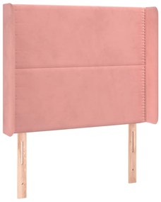 Cabeceira de cama c/ luzes LED veludo 83x16x118/128 cm rosa