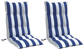 Almofadões cadeira encosto alto 2 pcs tecido oxford azul/branco
