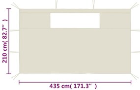 Paredes laterais para gazebo com janelas 2 pcs creme