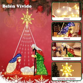 Presépio de Jesus iluminado com 240 luzes LED e 6 modos de iluminação para interior e exterior, com 1,8 m