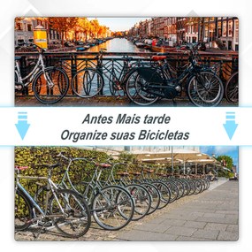HOMCOM Estacionamento para 3 Bicicletas Suporte de Aço para Estacionar Bicicletas no Chão para Interior e Exterior 76x33x27cm Prata