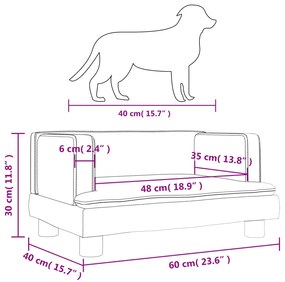 Cama para cães 60x40x30 cm veludo castanho