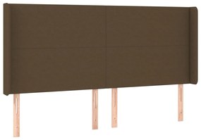 Cama box spring c/ colchão/LED 160x200cm tecido castanho-escuro