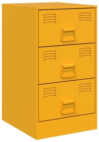 Mesas de cabeceira 2 pcs 34,5x39x62 cm aço amarelo mostarda