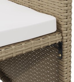 Cadeiras de jardim com almofadões 4 pcs vime PE bege