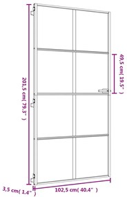 Porta interior 102,5x201,5 cm vidro temperado/alumínio dourado