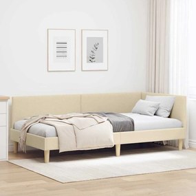 vidaXL Estrutura de Cama de Canto Creme 90 cm x 200 cm Veludo