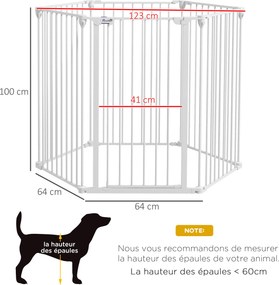 Parque para Cães e Barreira de Segurança, 123 x 102 x 100 cm, Dobrável e Modular, Branco