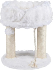 Árvore  para Gatos Pequena, 40 x 40 x 50,5 cm, Plataforma Superior de Pelúcia, Branco