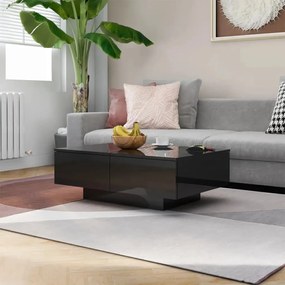 vidaXL Mesa de centro 90x60x31 cm contraplacado preto brilhante