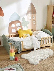 Cama para criança, 70x140 cm, Arco-íris verde-salva