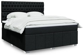 vidaXL Cama com molas/colchão 180x200 cm tecido preto