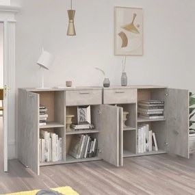 Aparador 160x36x75 cm contraplacado cinzento cimento