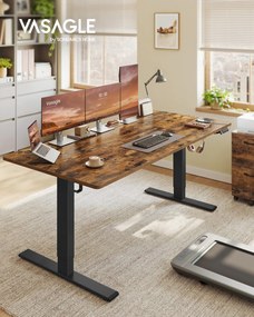 Secretária elétrica com altura ajustável 180 x 80 x (72-120) cm, porta USB e função de memória, castanho vintage