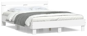3207434 vidaXL Estrutura cama c/ cabeceira 140x190 cm derivados madeira branco