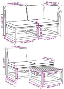 9pcs conjunto lounge jardim c/almofadões madeira maciça acácia