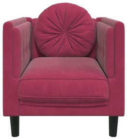 Poltrona com almofadão veludo vermelho tinto