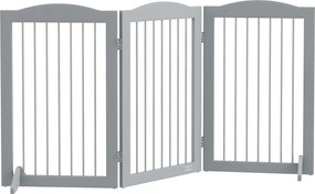 Barreira de Segurança para Cães Barreira de Segurança para Escadas e Portas Dobrável com Suporte de Pé 154x30x80cm Cinzento