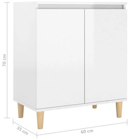 Aparador Thauan de 60cm - Branco Brilhante - Design Escandinavo