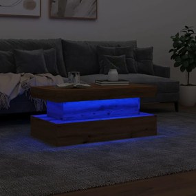Mesa de centro com luzes LED 90x50x40 cm carvalho artisiano