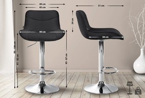 Banco alto em tecido com estrutura prateada 85-106 x 49 x 51 cm preto
