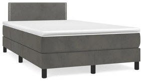 vidaXL Cama boxspring com colchão 120x190 cm veludo cinzento-escuro
