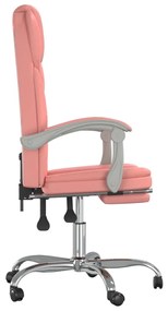 Cadeira de escritório reclinável couro artificial rosa