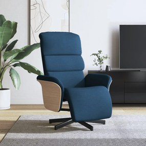356608 vidaXL Cadeira reclinável c/ apoio de pés tecido azul